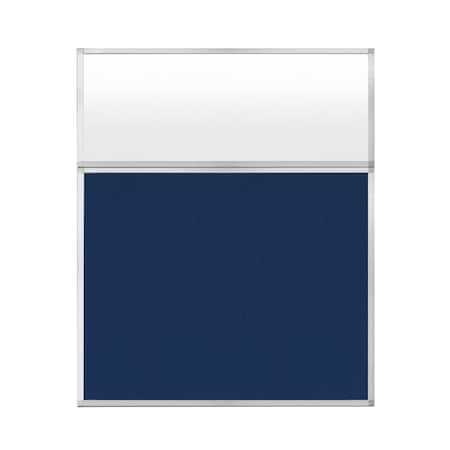 Versare Hush Panel Configurable Cubicle Partition 5' x 6' W/ Window Navy Blue Fabric Frosted Window 1852703